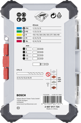Bosch35 件鑽頭和鑽頭套裝展示。.